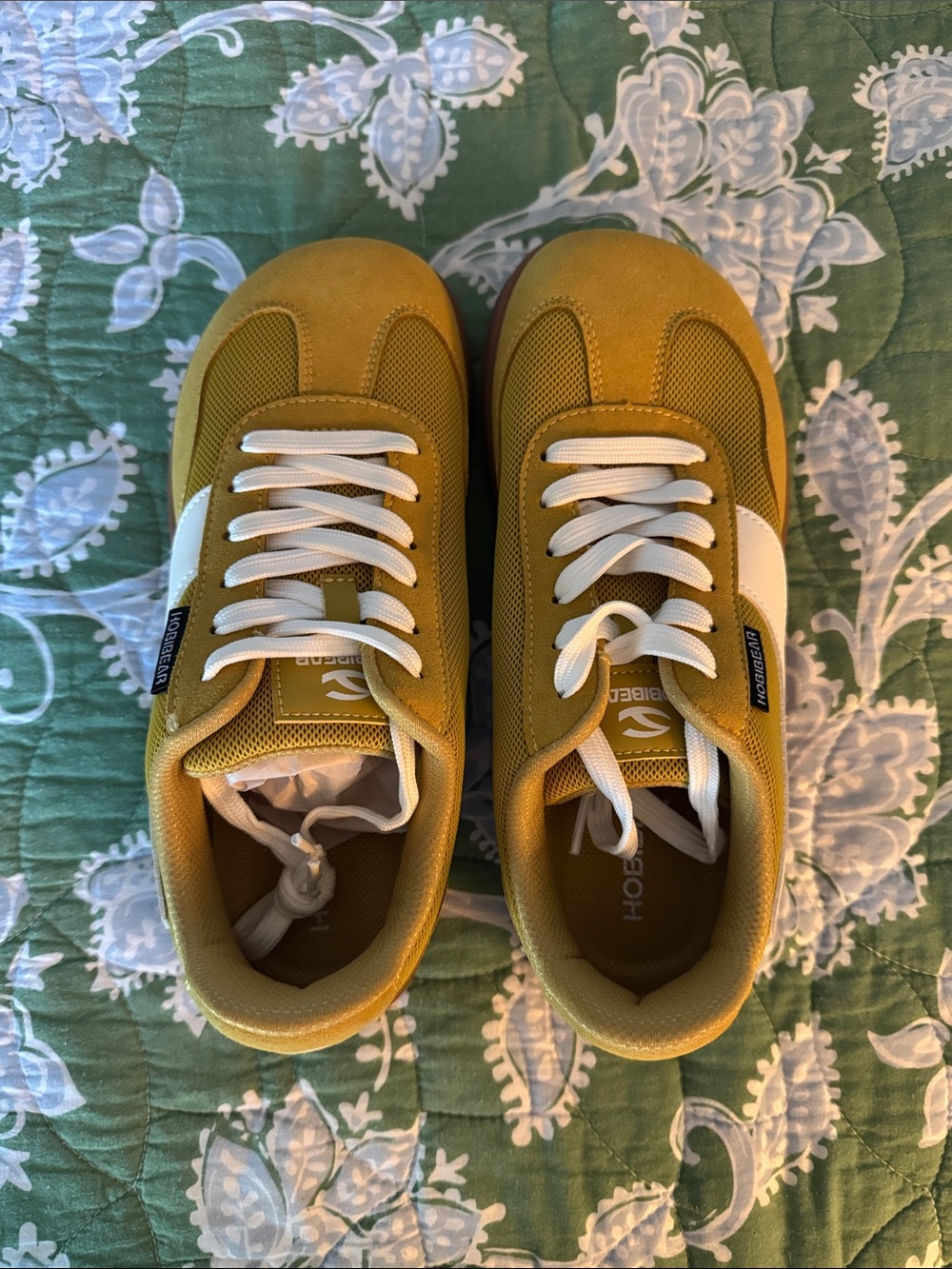 Hobibear Women's Mustard Yellow Sneakers with White Accents